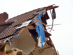 Wind damage to building
